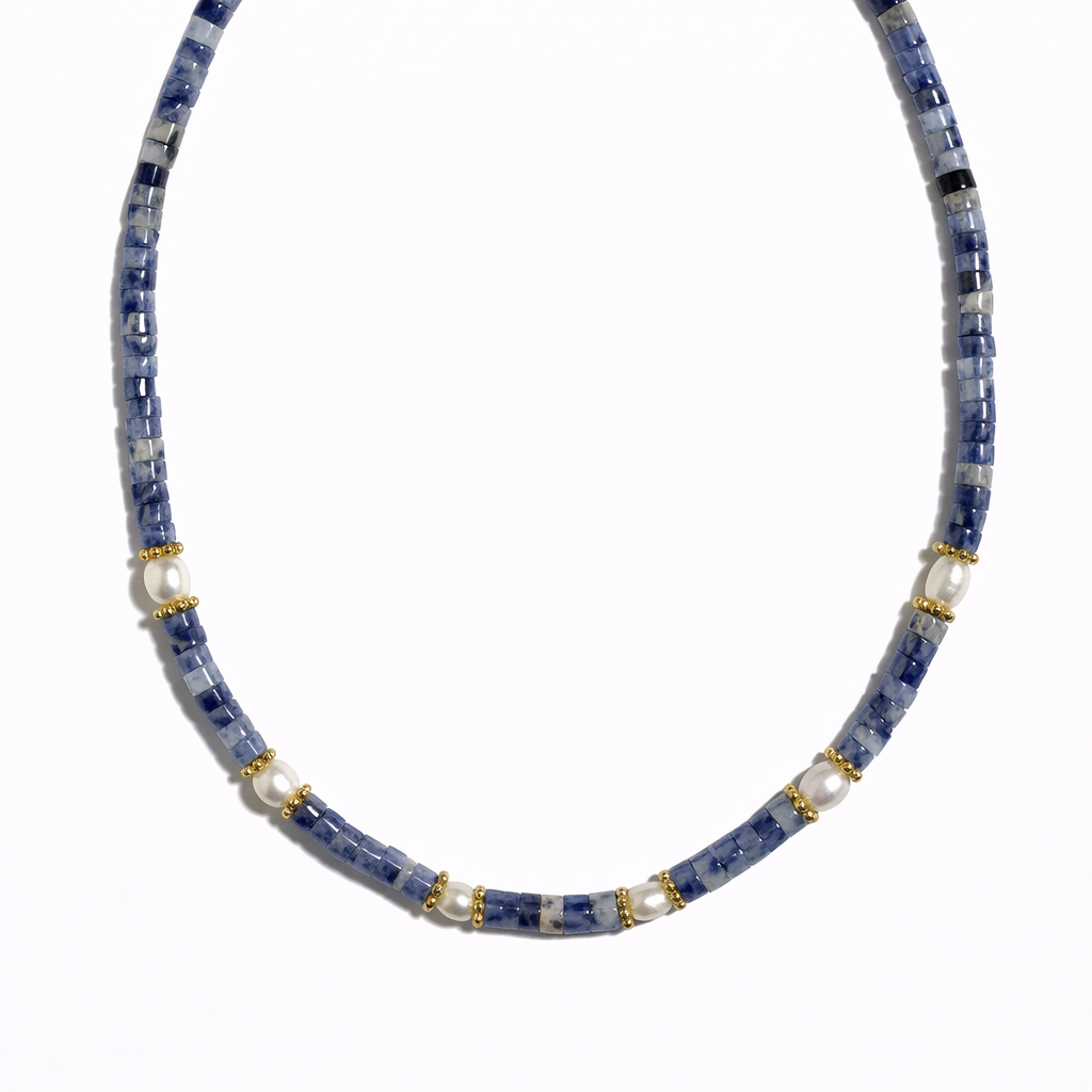 Blue Silence — Sodalite & Freshwater Pearl Necklace