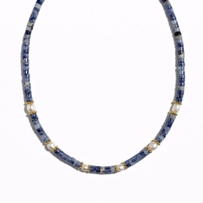 Blue Silence — Sodalite & Freshwater Pearl Necklace