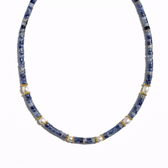 Blue Silence — Sodalite & Freshwater Pearl Necklace