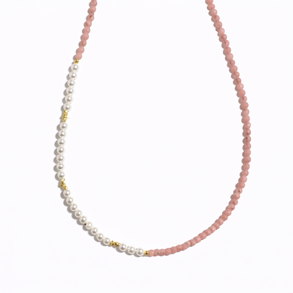 Moonpetal — Pink Opal & Shell Pearl Necklace