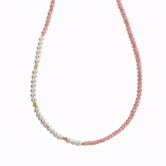Moonpetal — Pink Opal & Shell Pearl Necklace
