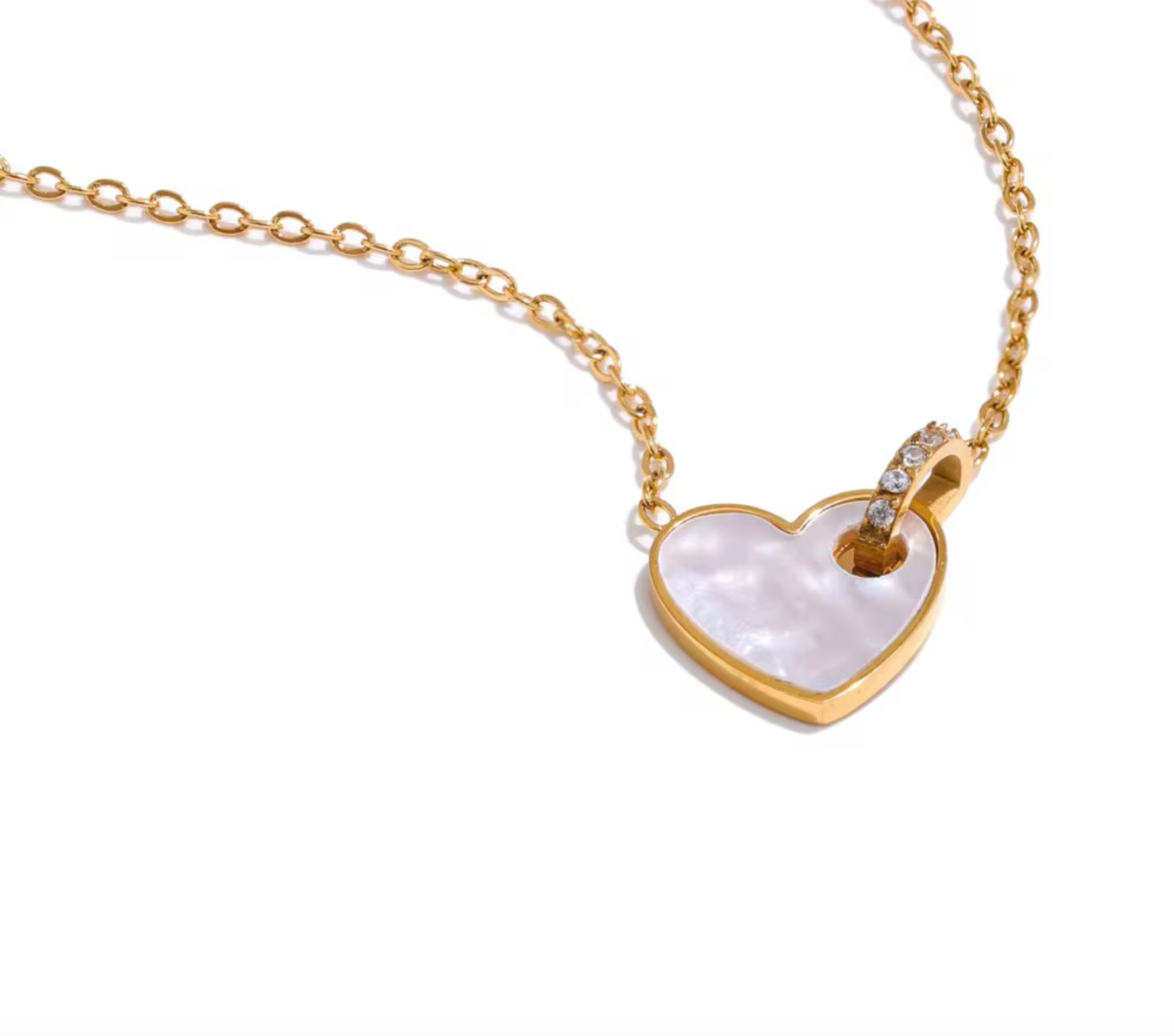 Tidebound Heart — Seashell & Cubic Zirconia Necklace