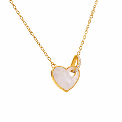 Tidebound Heart — Seashell & Cubic Zirconia Necklace